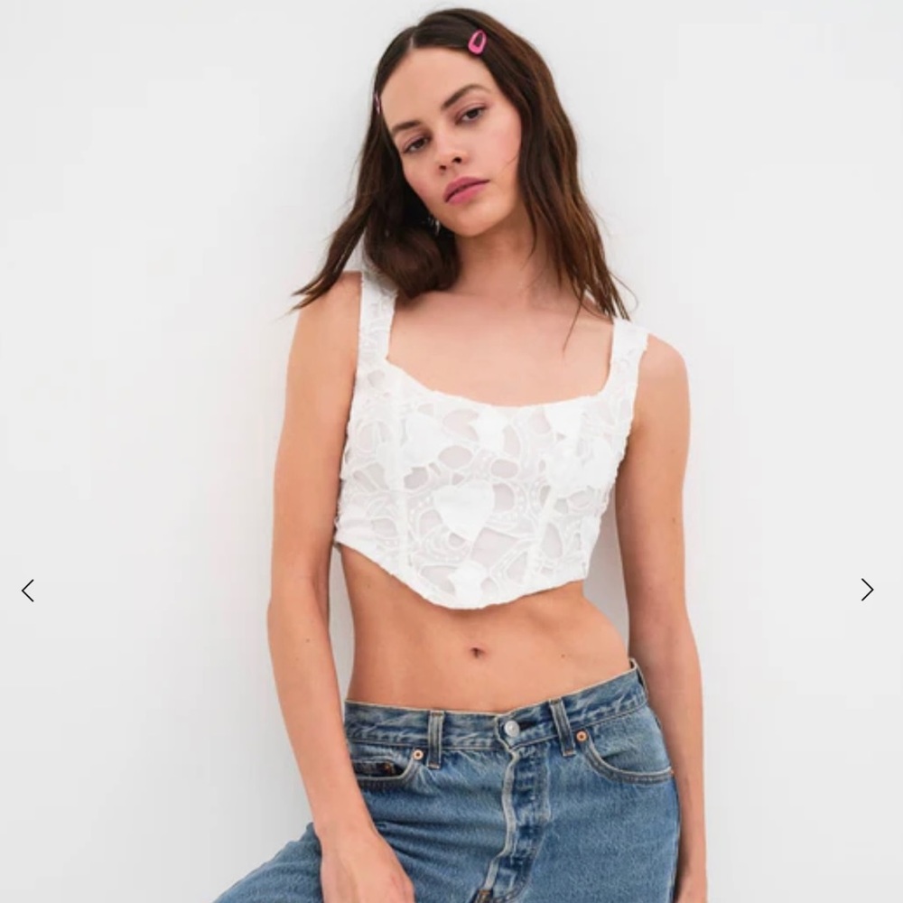 FOR LOVE & LEMONS KAEDE CROP TOP WHITE - SMALL